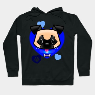 Pug Love Blue Hoodie